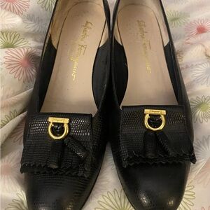 Salvatore Ferragamo Black Leather Loafers